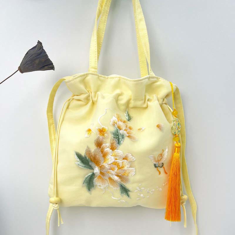 Cotton Linen Yoga Tote Bag with Adjustable Strap 21x22cm