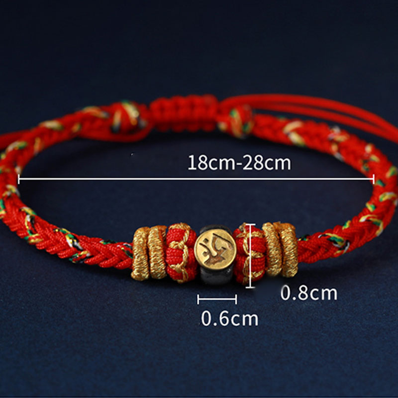 Chinese Zodiac Silver Red String Bracelet 18-28cm