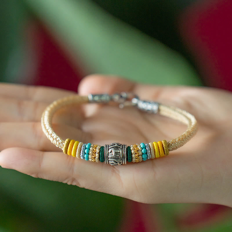 Om Mani Padme Hum Silver Bracelet | Tibetan Purity Braided