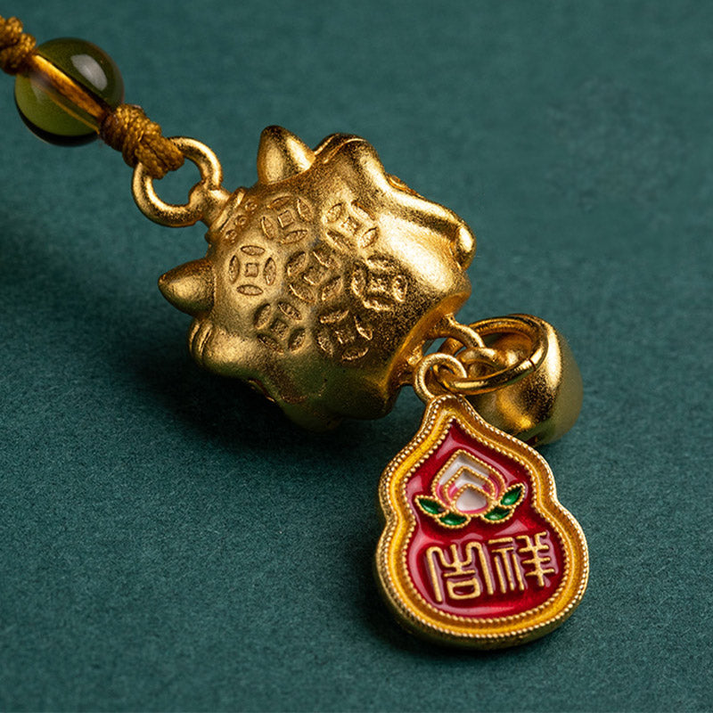 Copper Dancing Lion Phone Hanging Decoration for Wealth & Peace