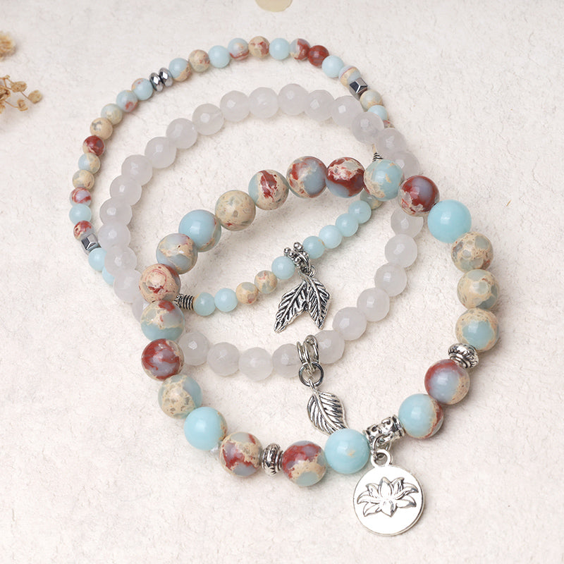 Amethyst Crystal Healing Bracelet with Lotus Symbol | 6-8mm Beads
