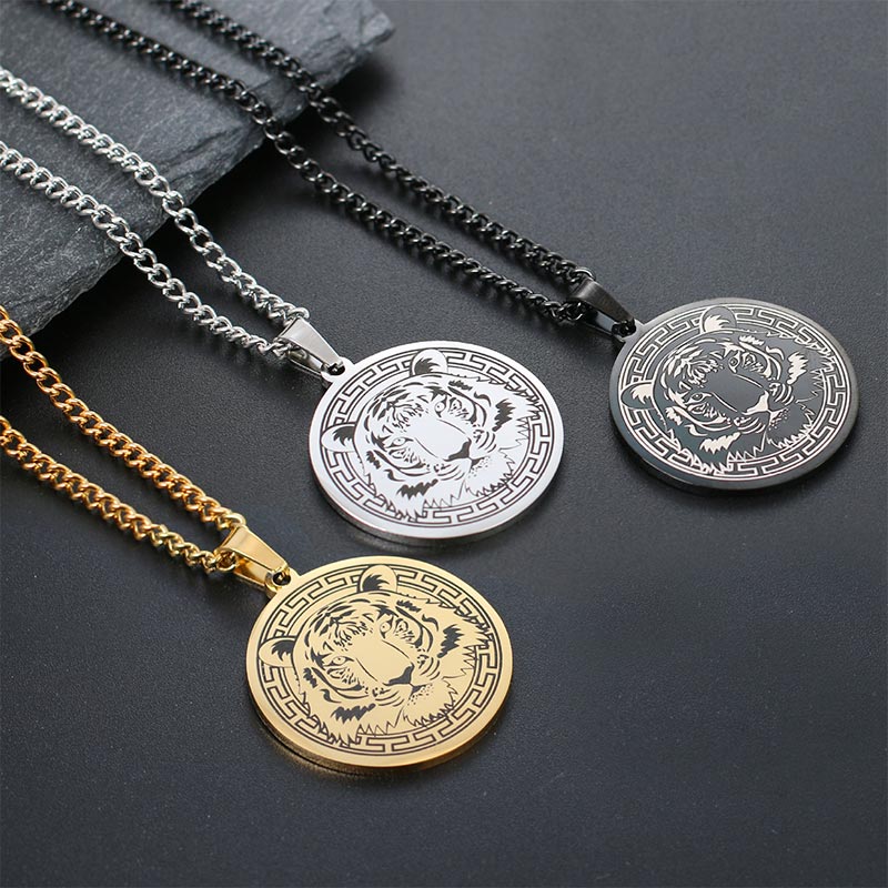 Unisex Titanium Steel Spiritual Protection Necklace with Animal Pendant