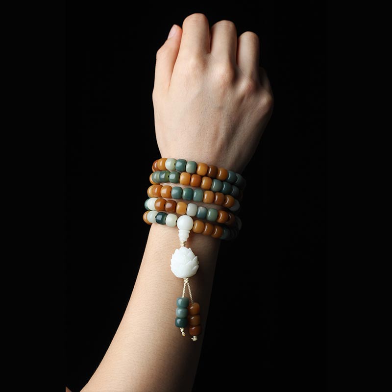 7*9mm Unisex Lotus Mala Harmony Bracelet Necklace