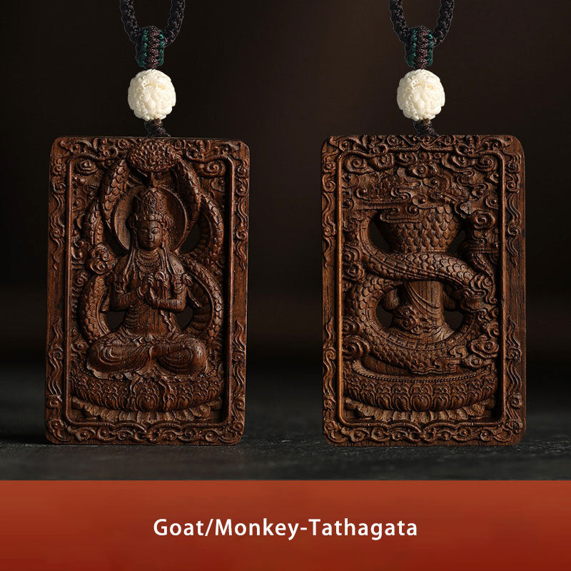Chinese Zodiac Agarwood PiXiu Dragon Peace Necklace Pendant