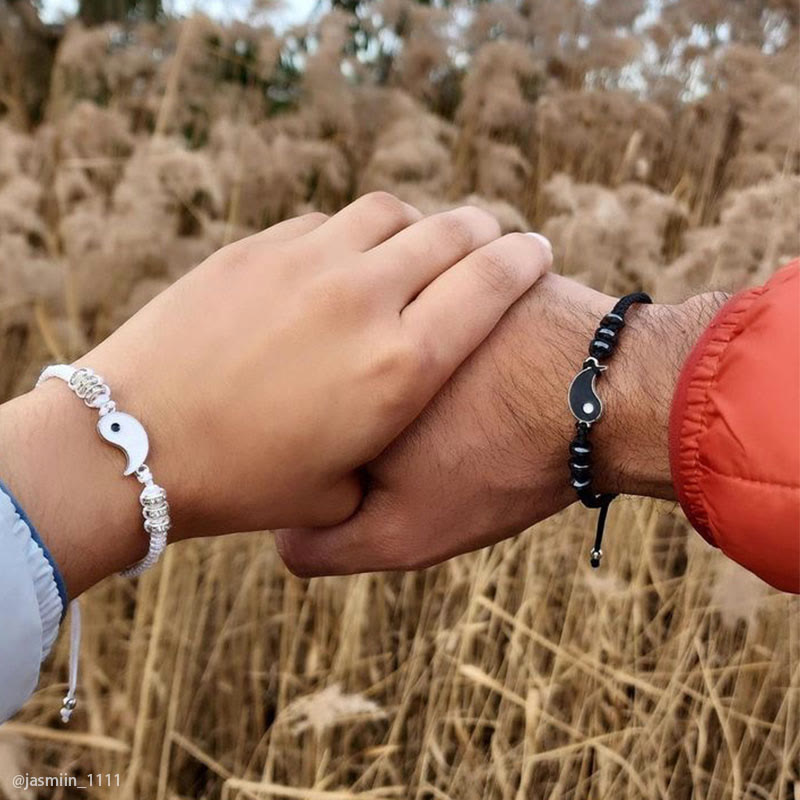 Unisex Yin Yang Hematite Couple Bracelets for Balance & Focus