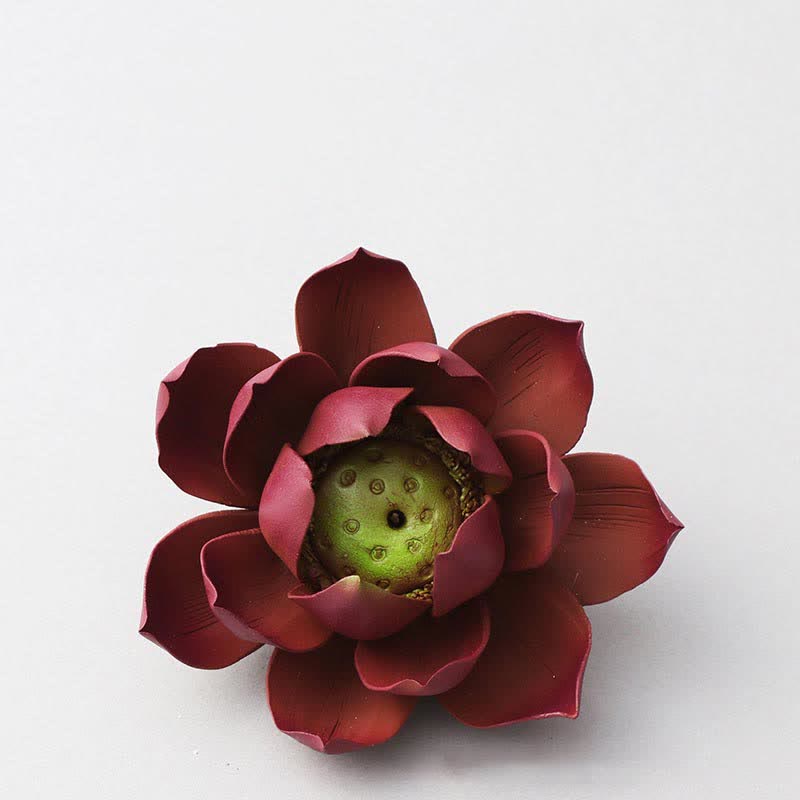 Brûle-encens tibétain Lotus en argile violette pour la paix et le calme