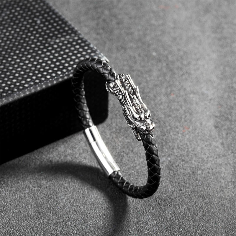 Titanium Steel Dragon Bracelet 19cm Luck & Protection