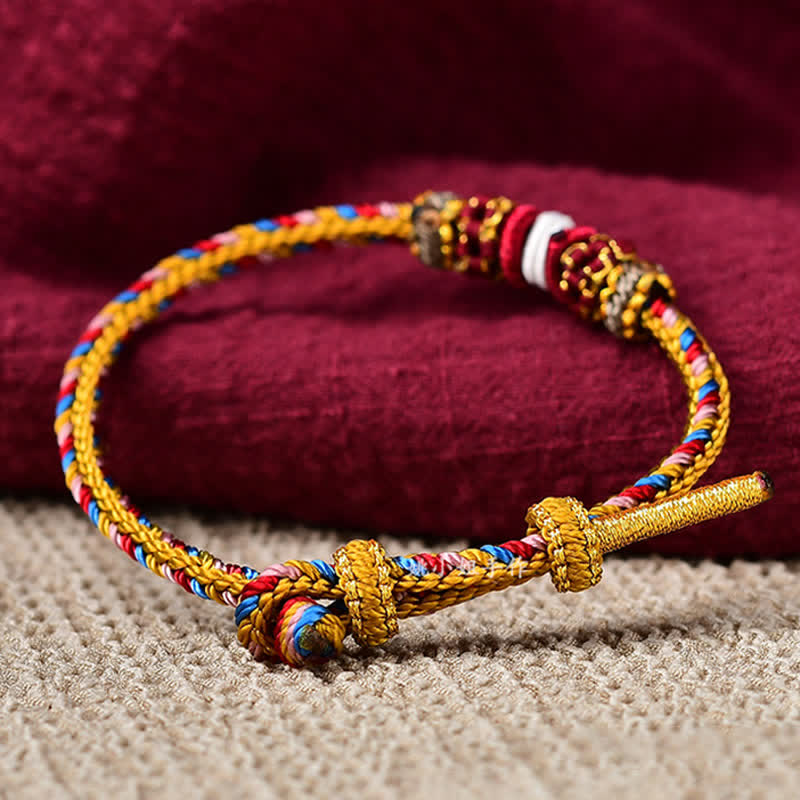 Handmade Dunhuang Color Red String Luck Bracelet