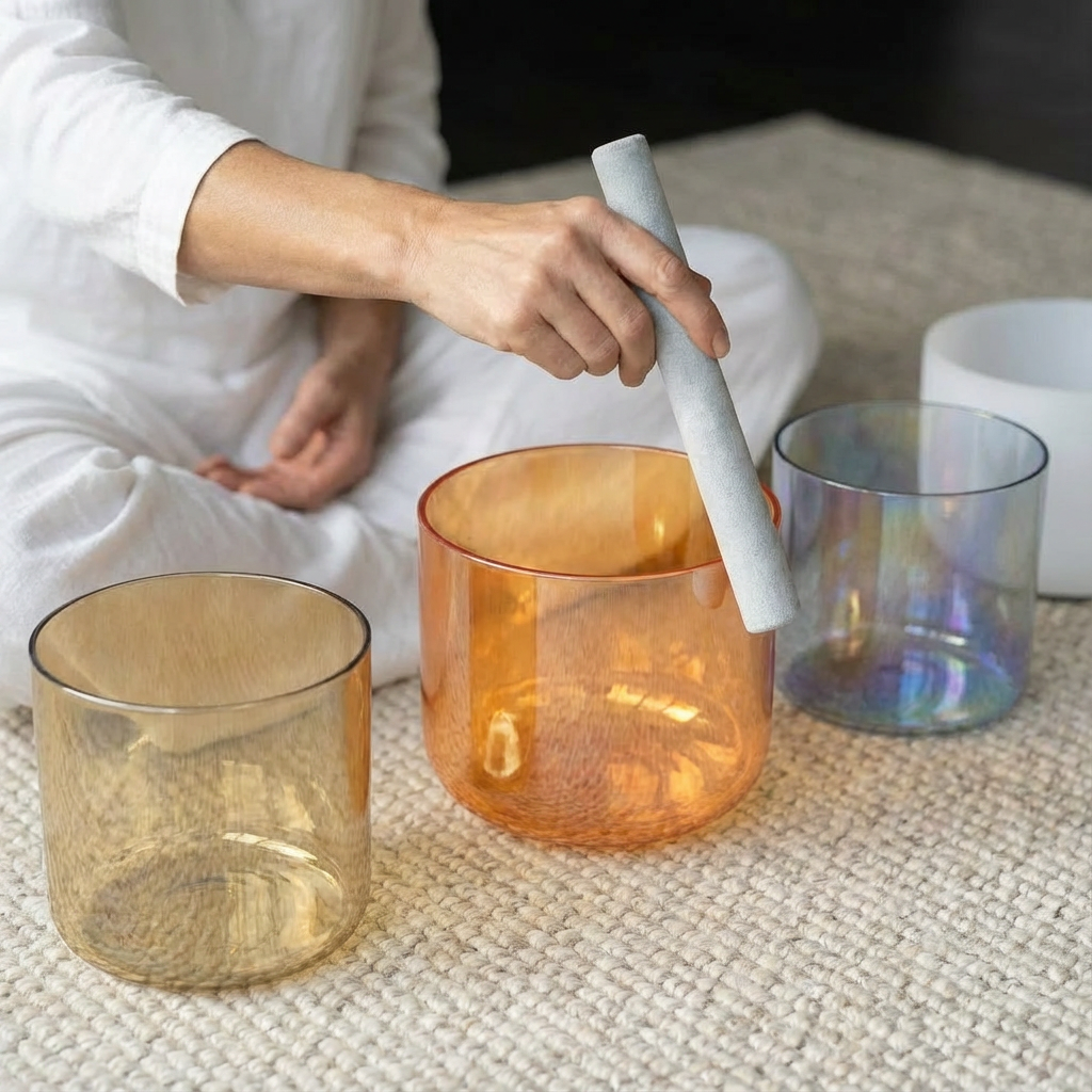 Ensemble de bols chantants en cristal de quartz de 6", 8", 10" pour la guérison