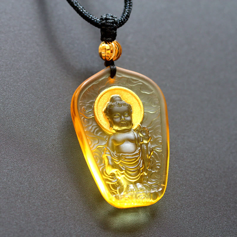 Liuli Crystal Buddha Pendant for Serenity & Mindfulness