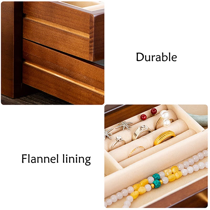 Three Layers Solid Wood Jewelry Box with Drawer | Spiritual Storage