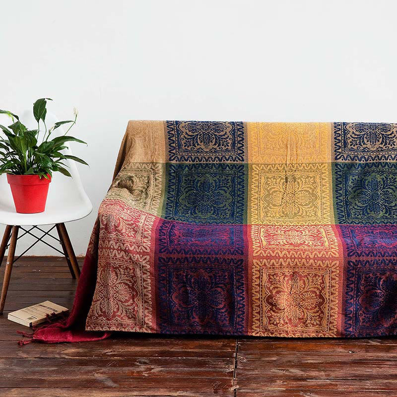 Tibetan Floral Pattern Hand-Dyed Blanket 150x190cm