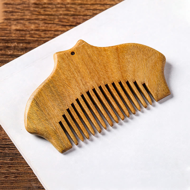 Green Sandalwood Comb with Flower Pattern for Soothing Peace