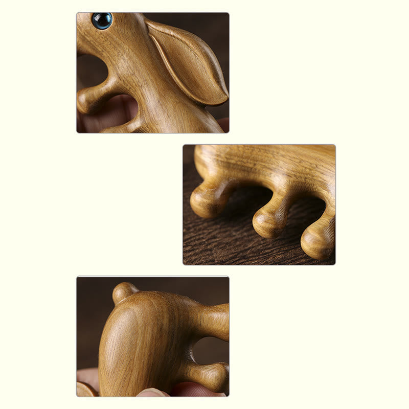 Relaxation Massage Comb | Small Leaf Red & Green Sandalwood
