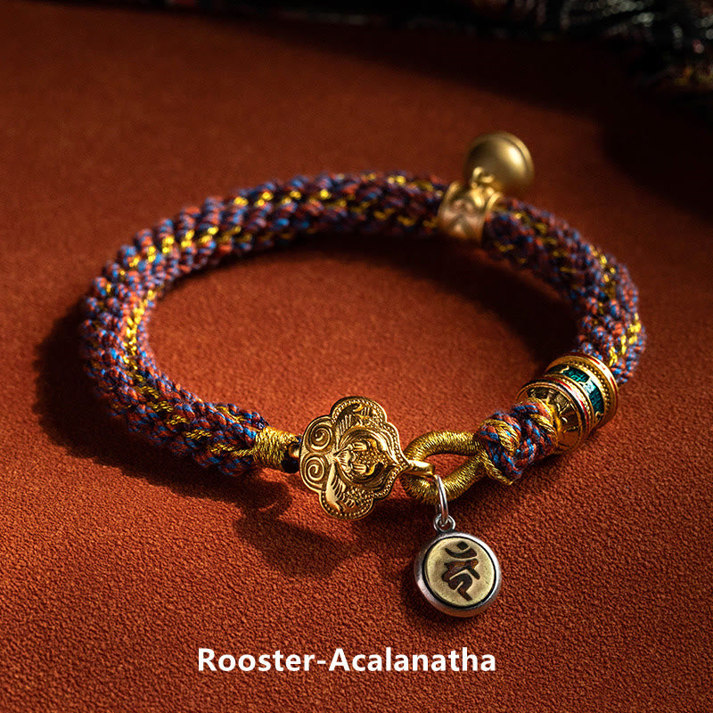 Bracelet porte-bonheur en argent sterling avec cordon rouge et signe du zodiaque chinois