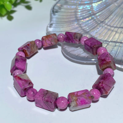 Bracelet de guérison spirituelle en calcite rose de 7 mm à 13 mm