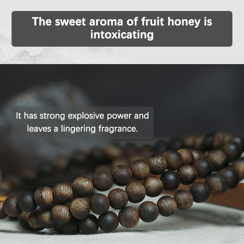 Bracelet Mala en bois d'agar de 7 mm pour la paix et la force