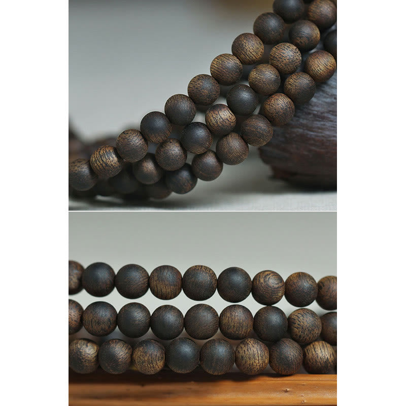 Bracelet Mala en bois d'agar de 7 mm pour la paix et la force