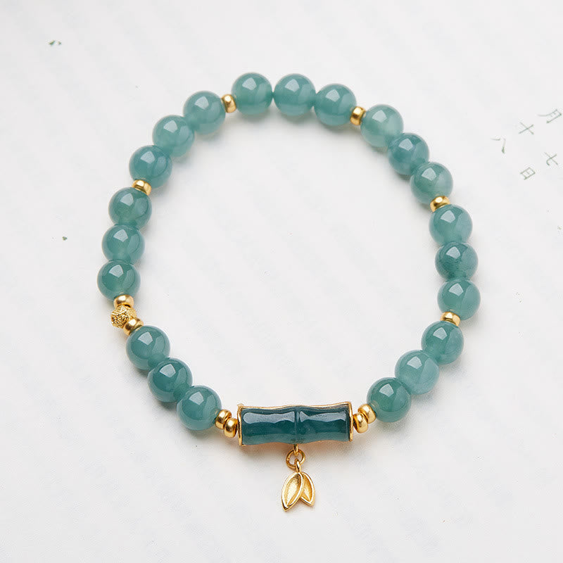 Bracelet porte-bonheur en jade 7 mm | Argent sterling plaqué or