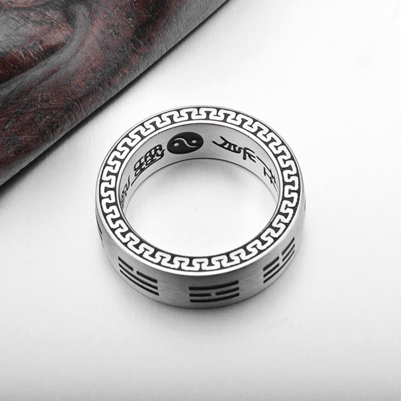 Bague d'harmonie Yin Yang Bagua en acier titane de 7 mm