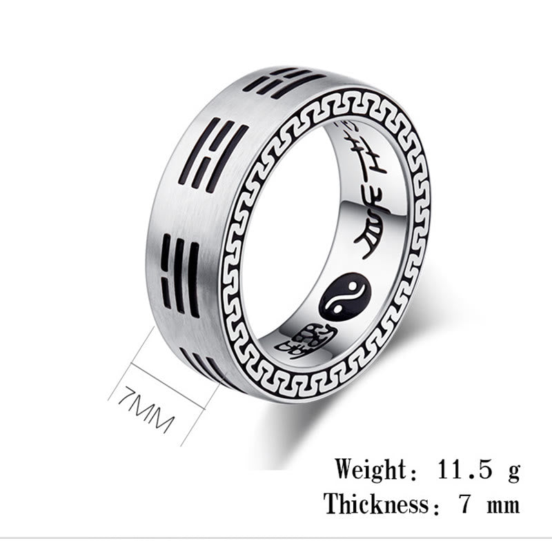 Bague d'harmonie Yin Yang Bagua en acier titane de 7 mm