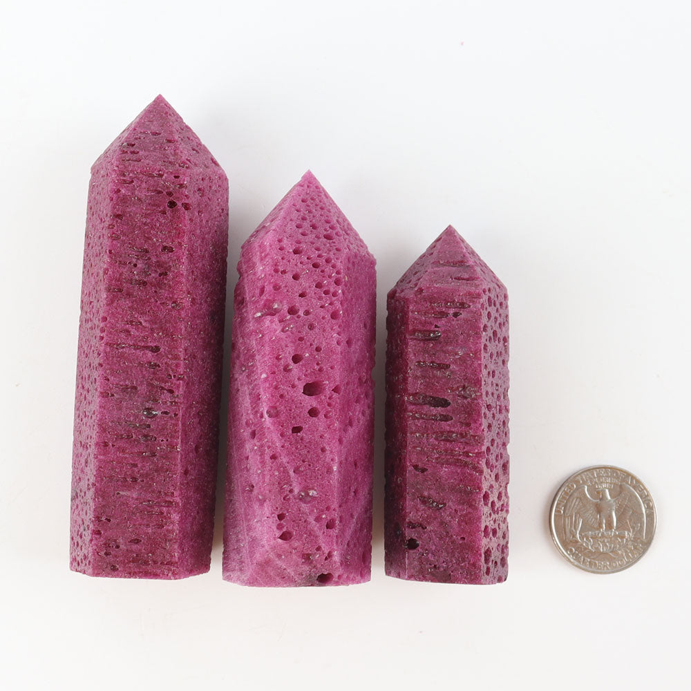 8-10cm Ruby Crystal Honey Comb Tower Point