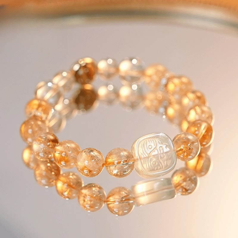 Bracelet de richesse déesse Zakiram en topaze citrine œil de tigre 8-10 mm