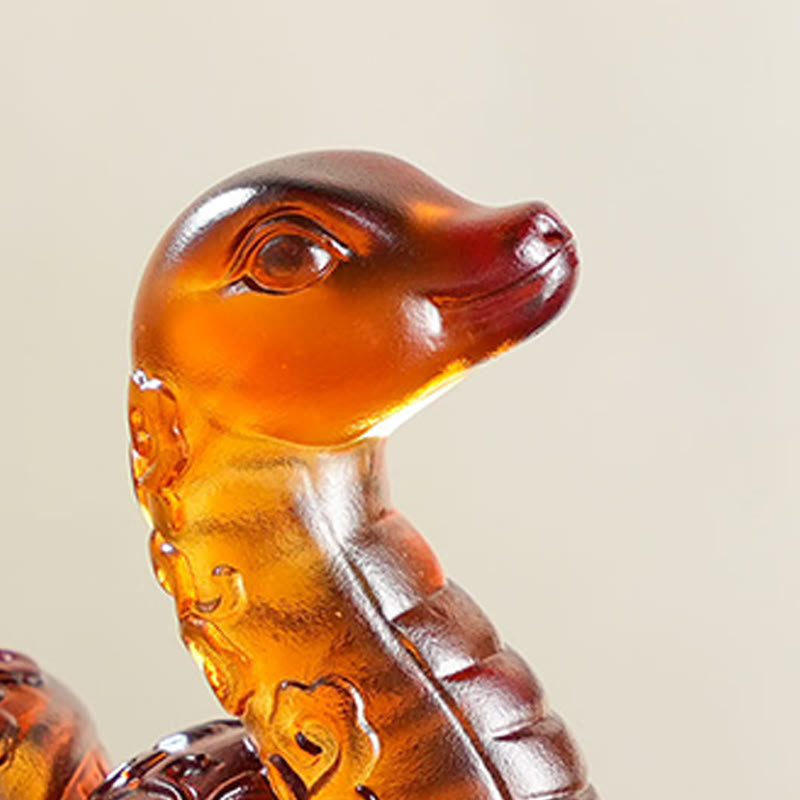 Décoration Liuli Feng Shui serpent bleu orange 8,3 pouces