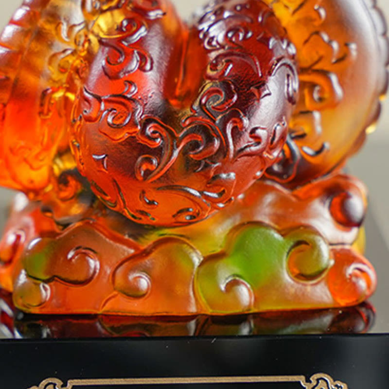 Décoration Liuli Feng Shui serpent bleu orange 8,3 pouces