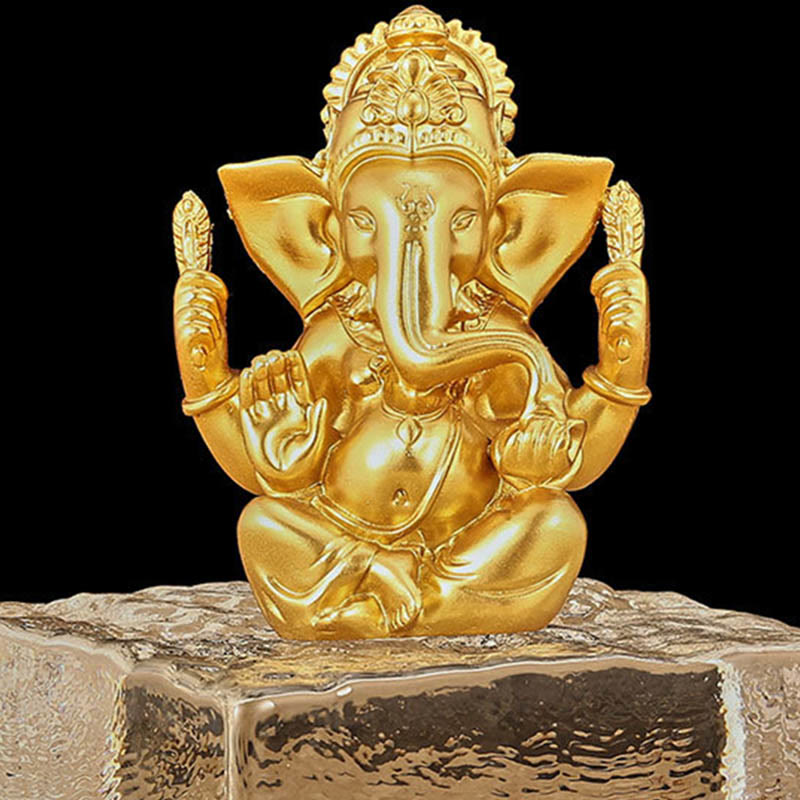 Statue de Ganesh dorée de 8,5 cm pour la transformation spirituelle de la maison