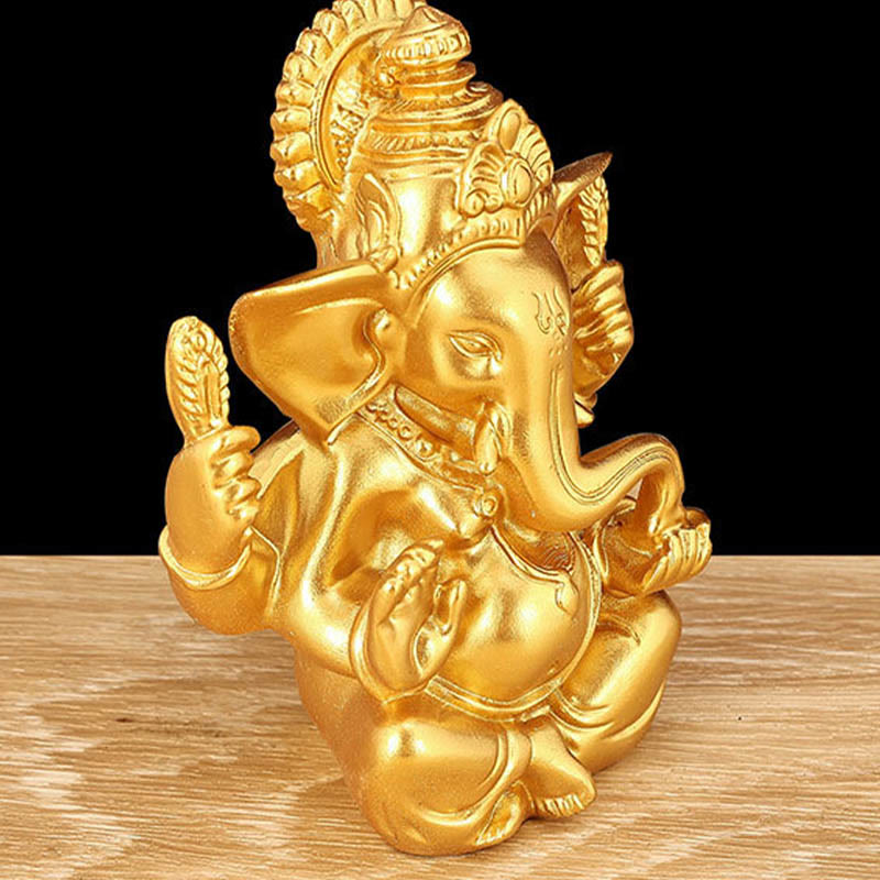 Statue de Ganesh dorée de 8,5 cm pour la transformation spirituelle de la maison