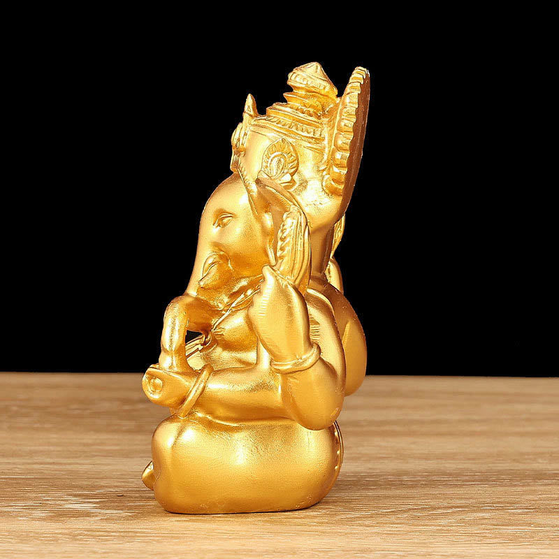 Statue de Ganesh dorée de 8,5 cm pour la transformation spirituelle de la maison