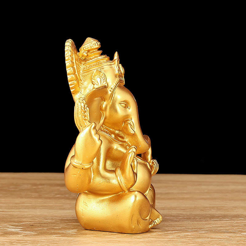 Statue de Ganesh dorée de 8,5 cm pour la transformation spirituelle de la maison