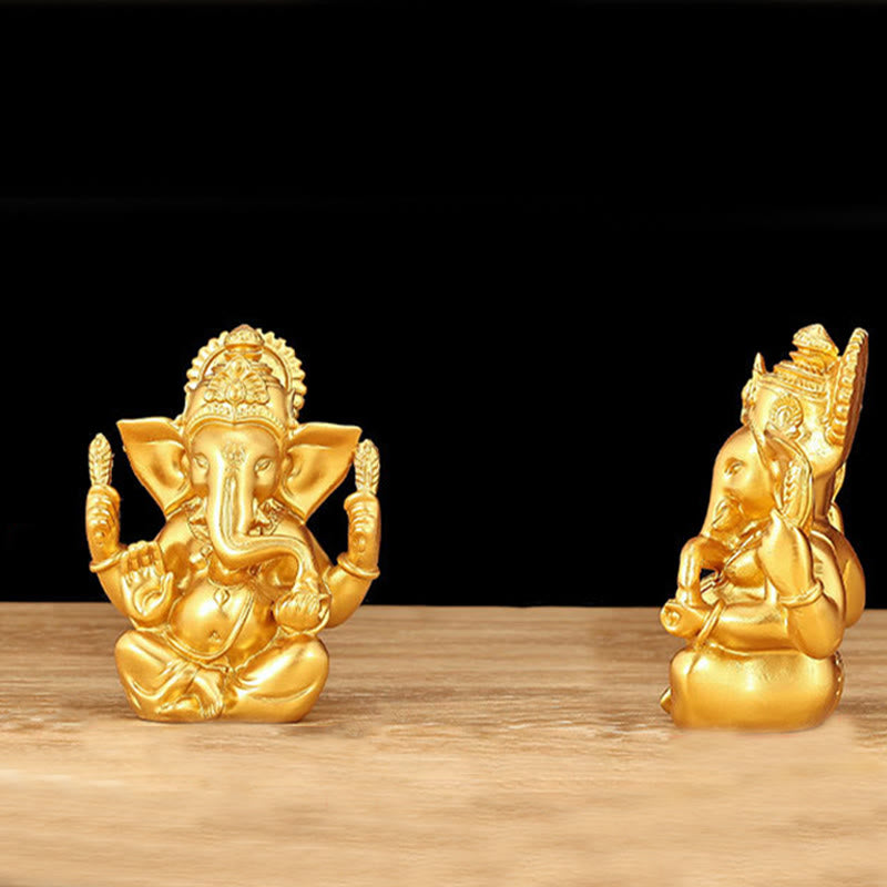 Statue de Ganesh dorée de 8,5 cm pour la transformation spirituelle de la maison
