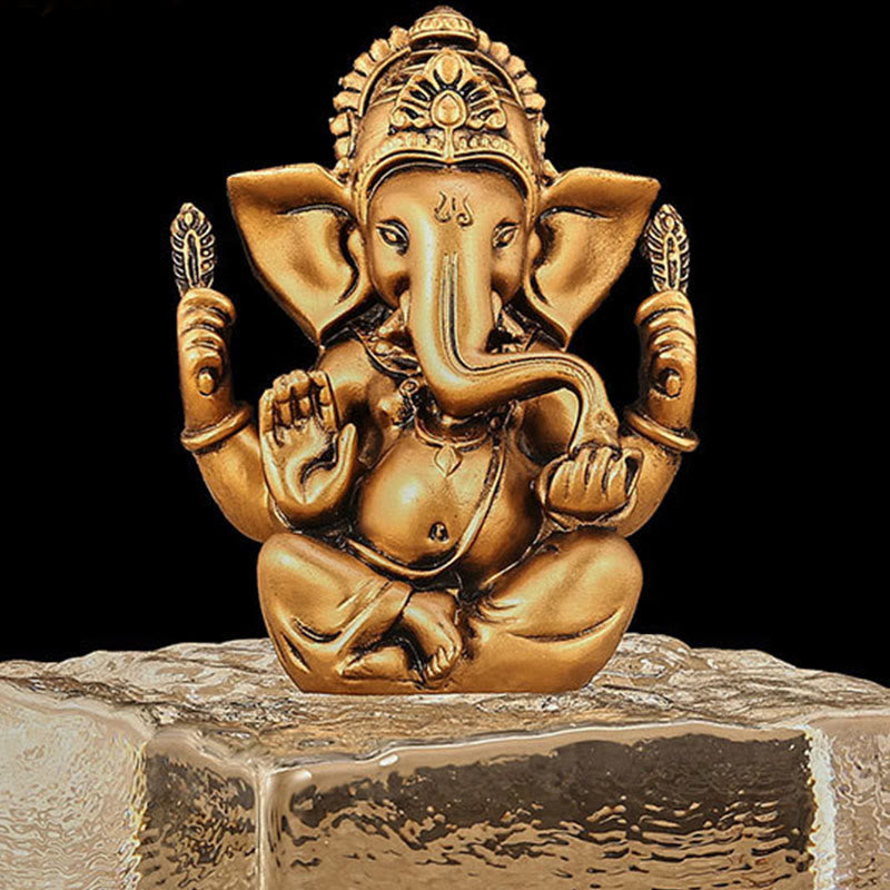 Statue de Ganesh dorée de 8,5 cm pour la transformation spirituelle de la maison