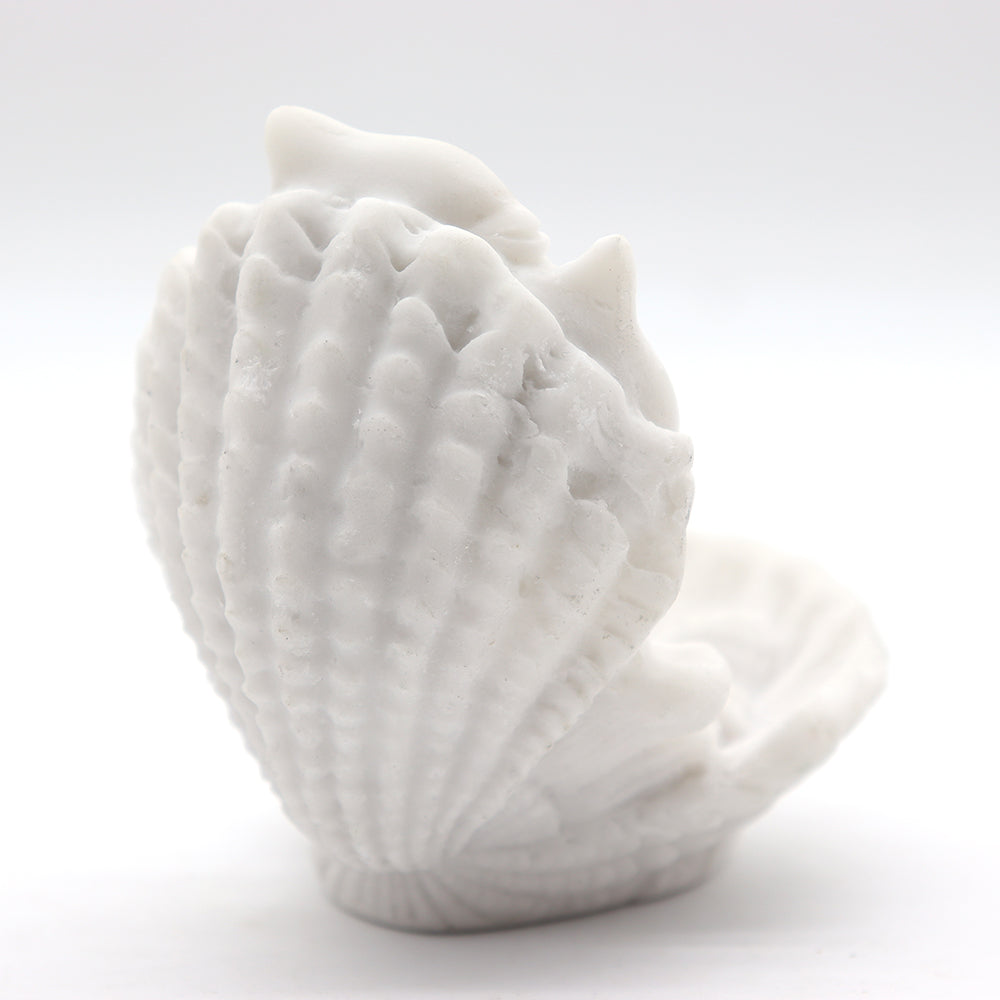 8.6cm Shell Shape White Resin Crystal Sphere Stand