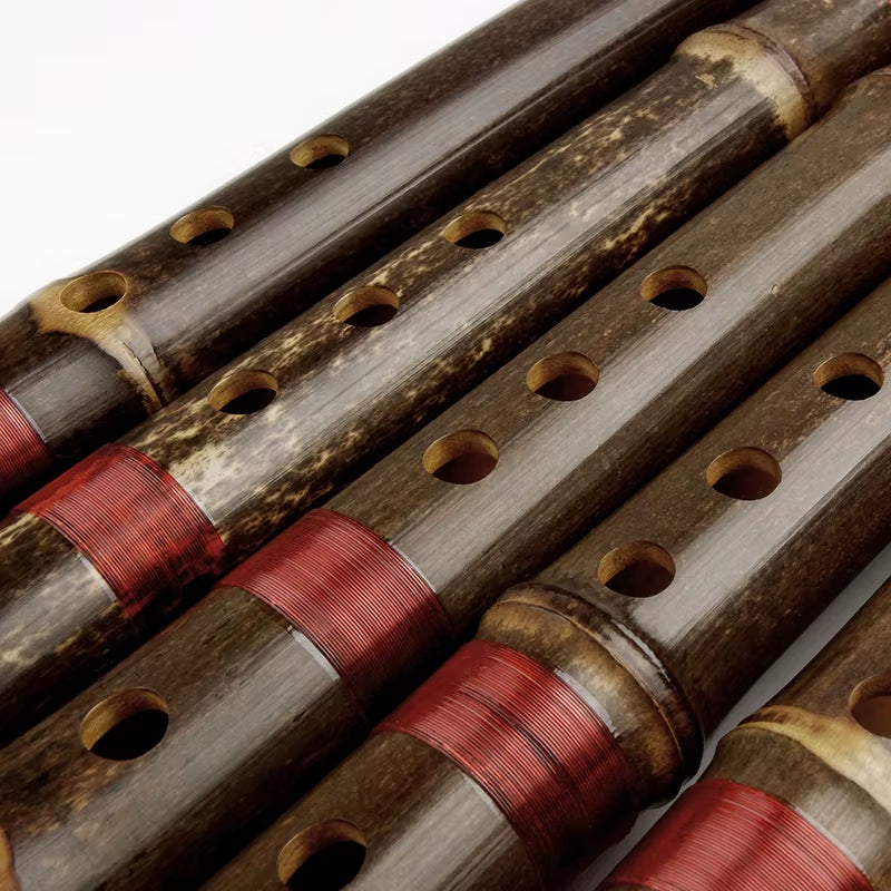G Key Woodwind Vertical Xiao Chinese Bamboo Musical Instrument, Red Line Flute for Beginner