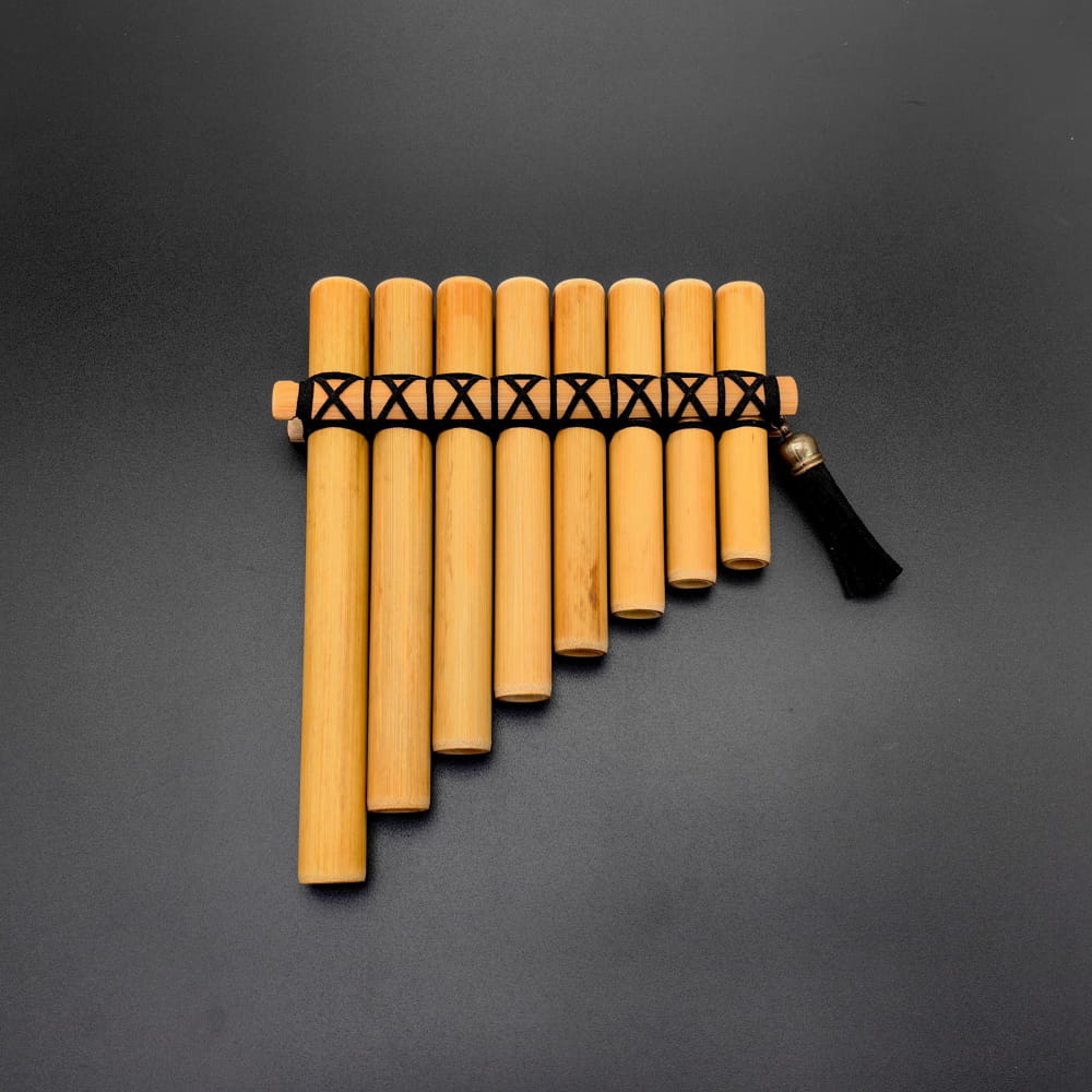 8-Pipe Bamboo Pan Flute for Beginners - DIY Kit - Black rope Flute - On sale