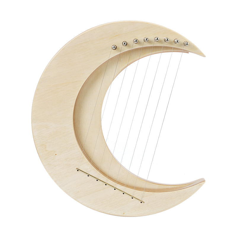 8-String Mini Lyre Harp Instrument - Crescent Design