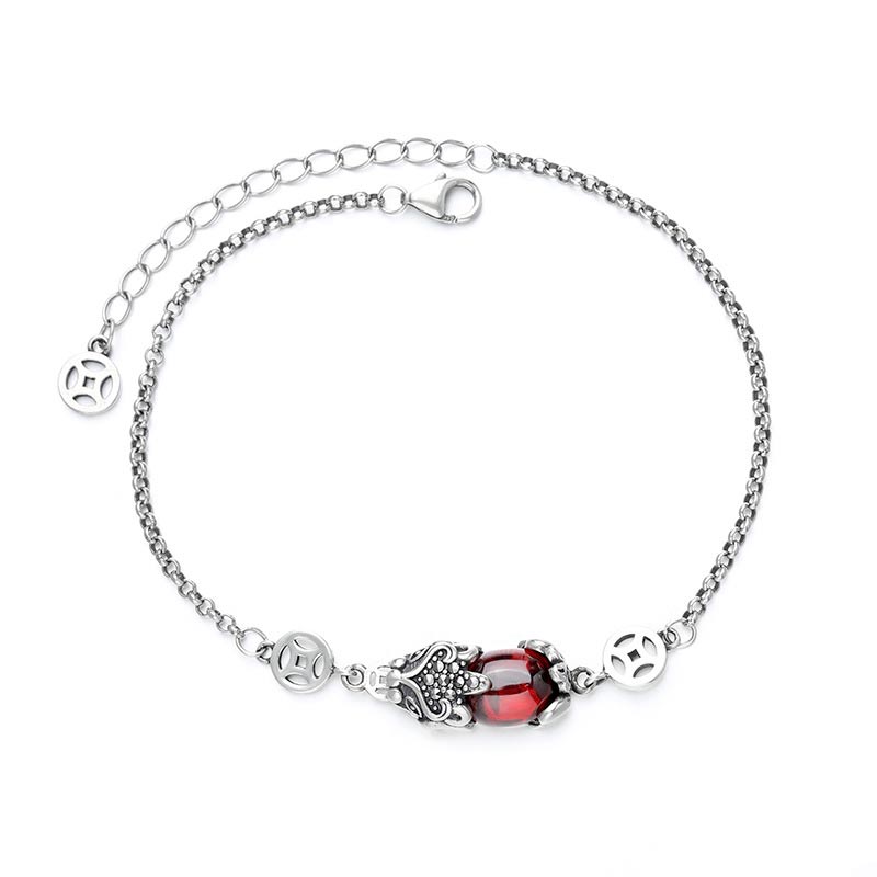 FengShui Pixiu Wealth Bracelet with Copper & Garnet