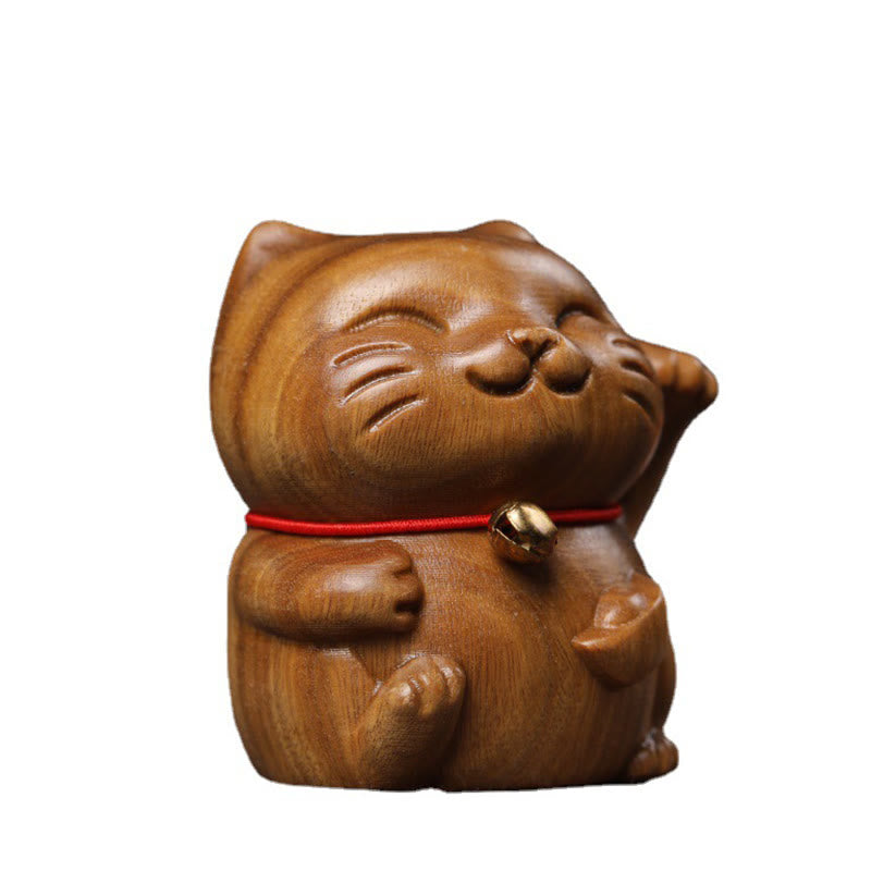 Green Sandalwood Lucky Cat Decoration 4.5cm Peace Charm