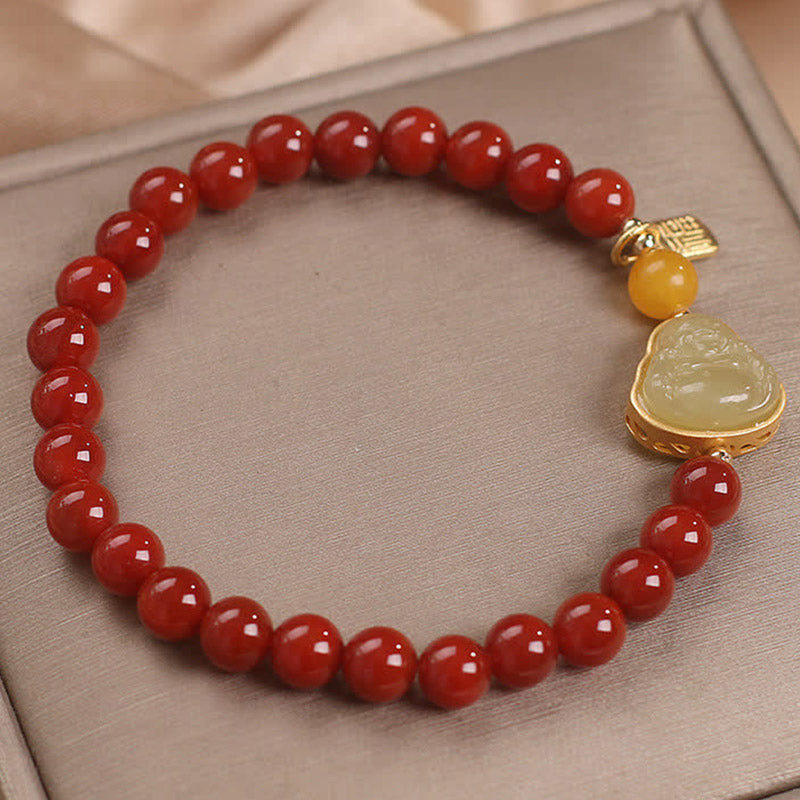 Red Agate Jade Confidence Buddha Bracelet