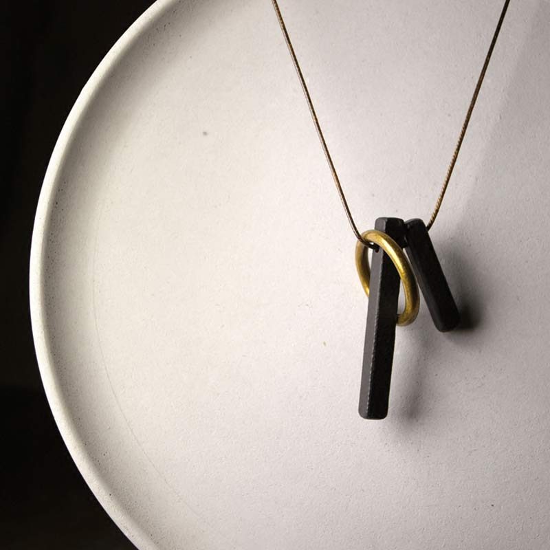 Ebony Wood Zen Circle Necklace for Enlightenment & Calm
