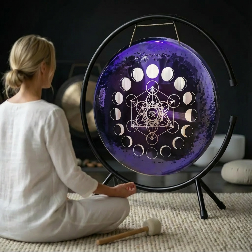 Instrument de méditation Gong œil d'Horus violet