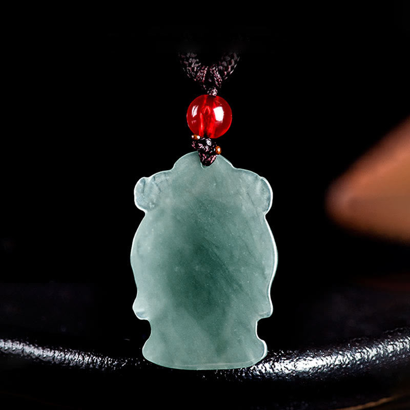 Natural Green Jade Caishen Ingot Necklace for Abundance