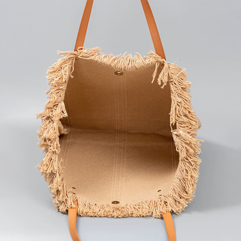 Large Capacity Canvas Tote Bag with Tassel | Spiritual Accessories