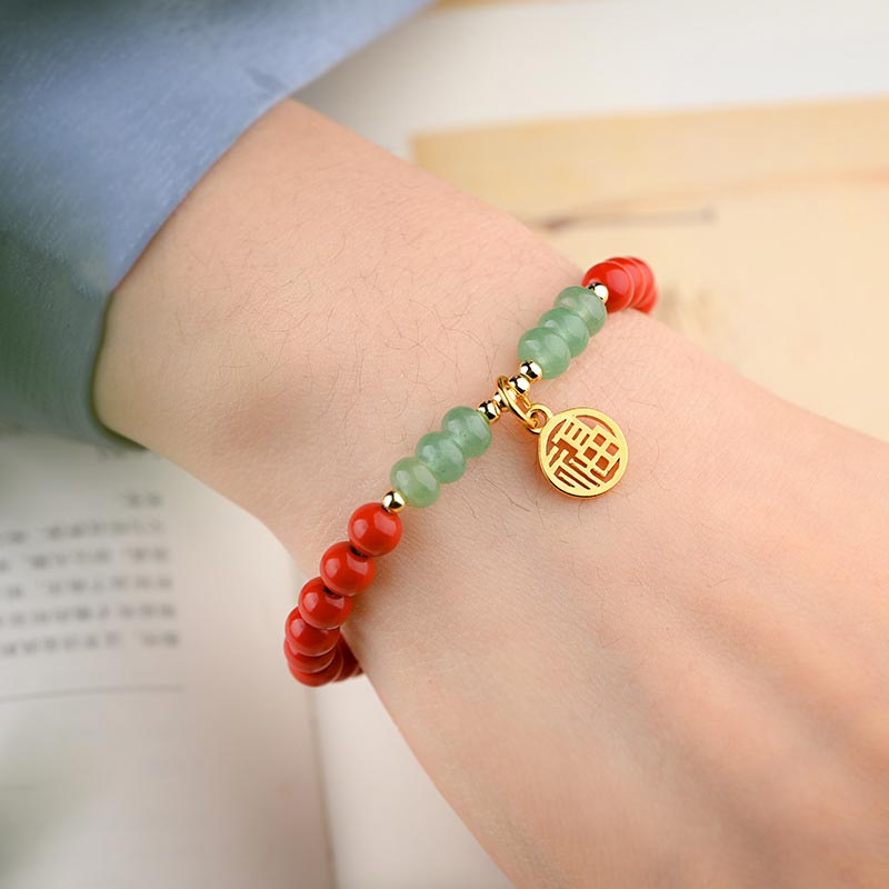 6mm Cinnabar Green Aventurine Luck Bracelet Unisex