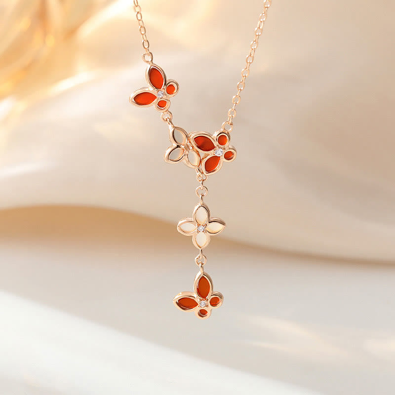 Red Agate & Tridacna Stone Calm Bracelet Necklace Set