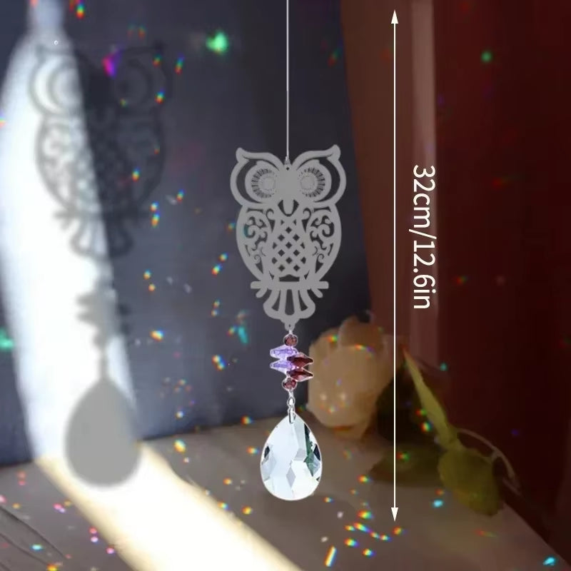 Crystal Suncatcher Outdoor Wind Chime Hanging Crystal Angel Butterfly Pendants Garden Tree Decor Window Drop Bell Hanging Decor