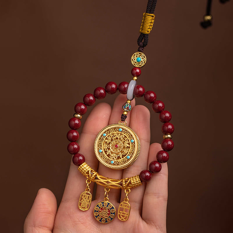 Natural Cinnabar Ruyi Car Hanging Decoration for Peace